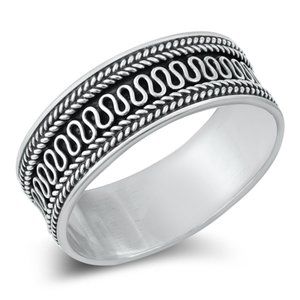 Sterling Silver Bali Ring 7 mm 925 Fashion Band